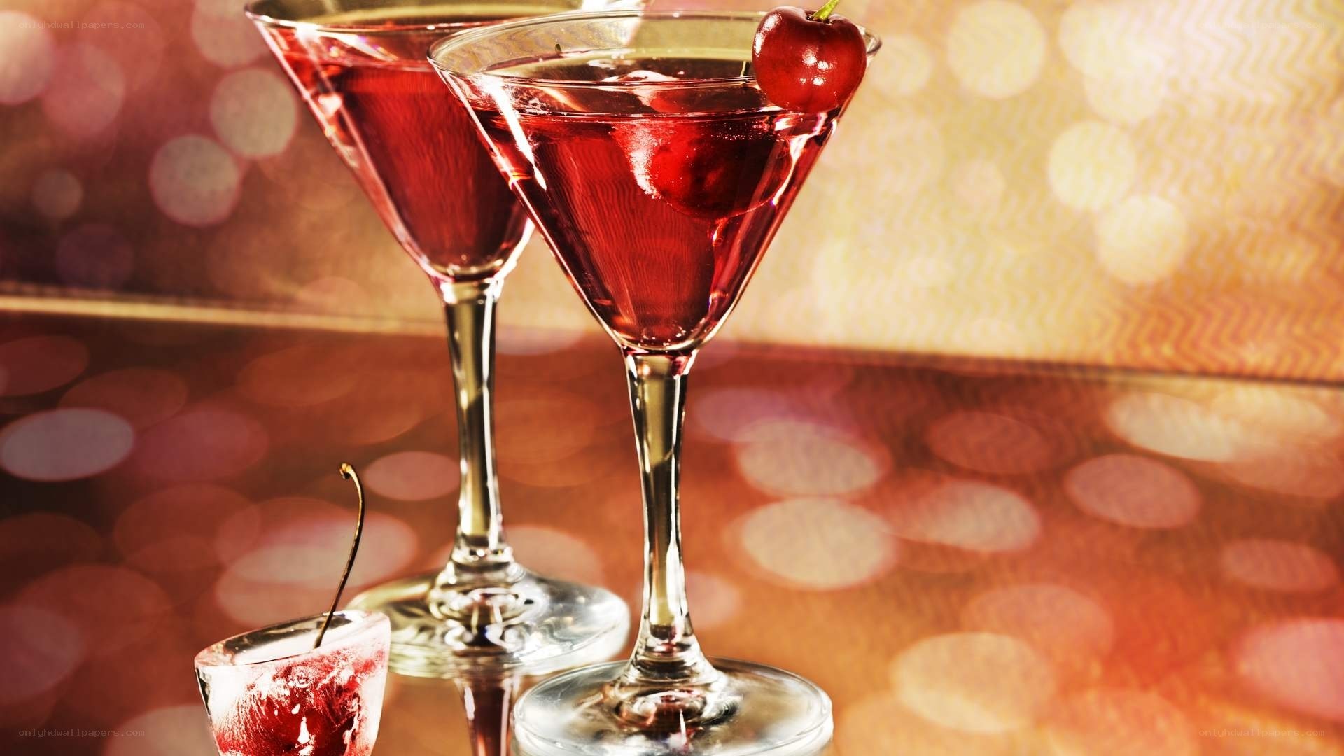 Cherry cocktails on bar