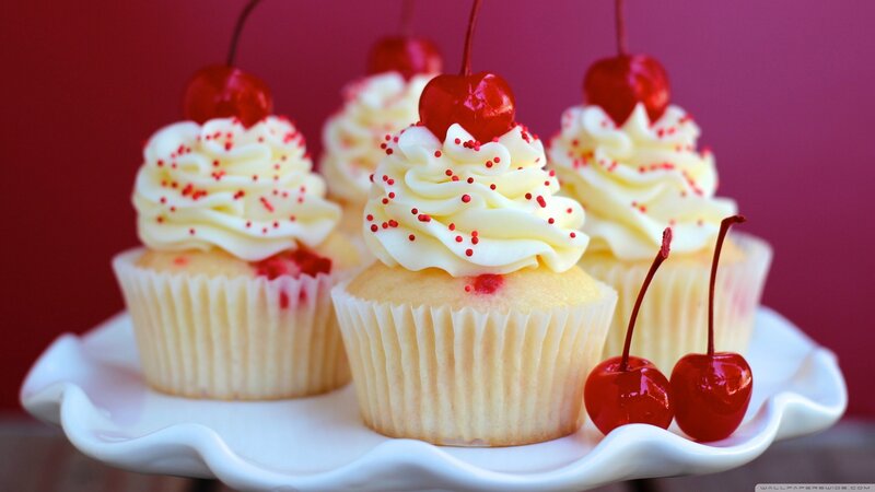 Cherry Cupcakes on Platter
