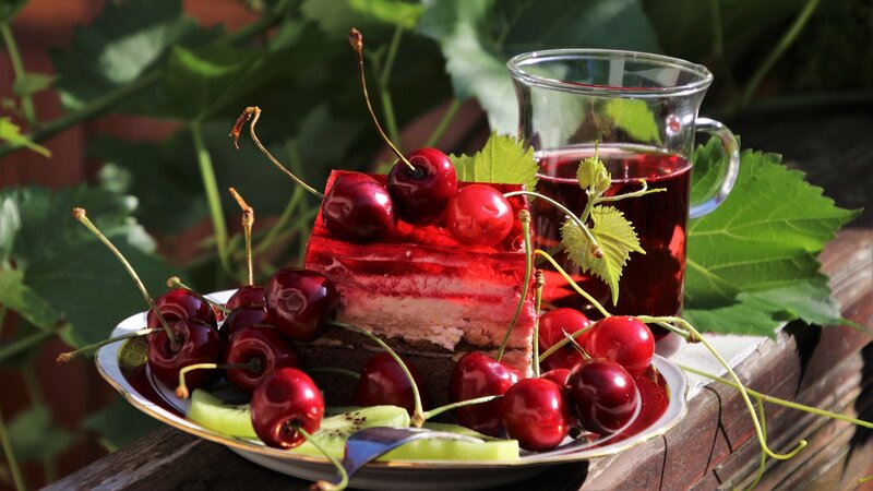 Cherry Dessert on Plate