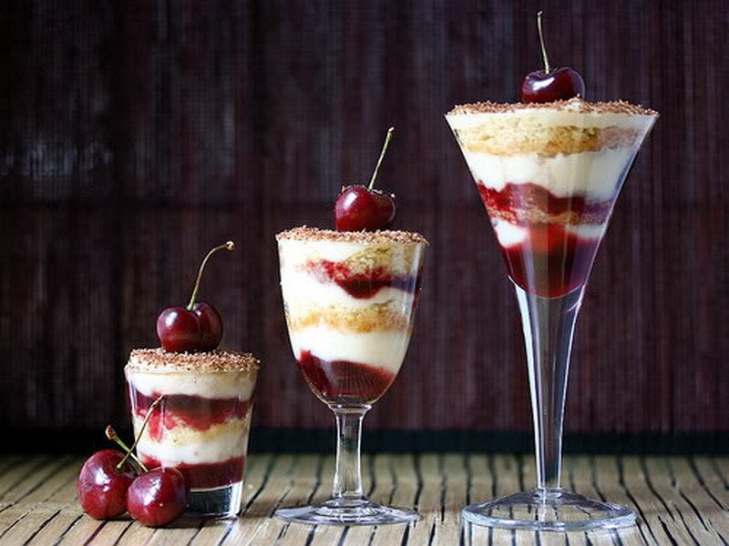 cherry desserts in glasses