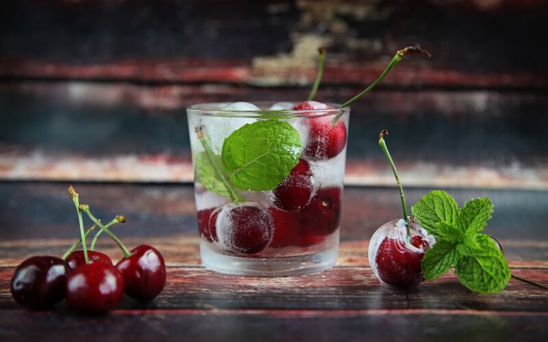 Cherry Drink in Glass — Red, Refreshing, Photograph