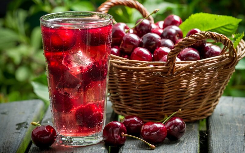 Cherry Drink in Glass — Red, Refreshing