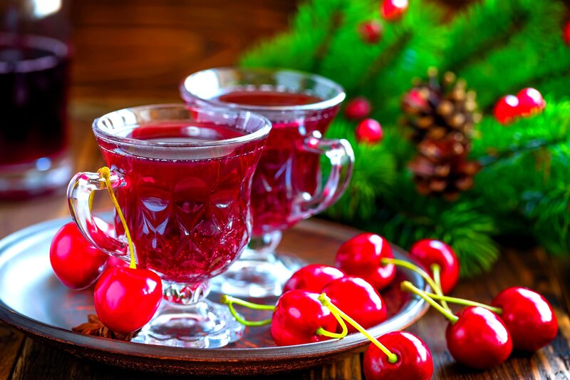 Cherry Drink in Glasses