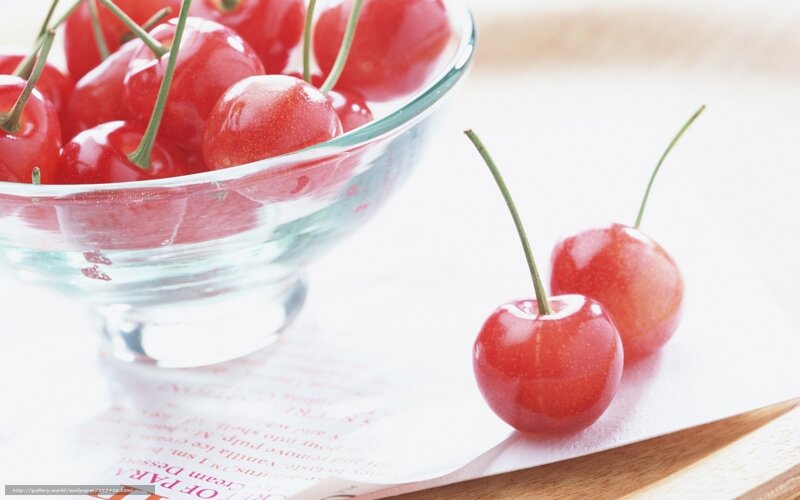 Cherry Fruit in Bowl — Red