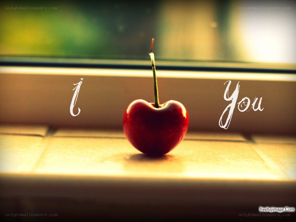Cherry heart with I love you text