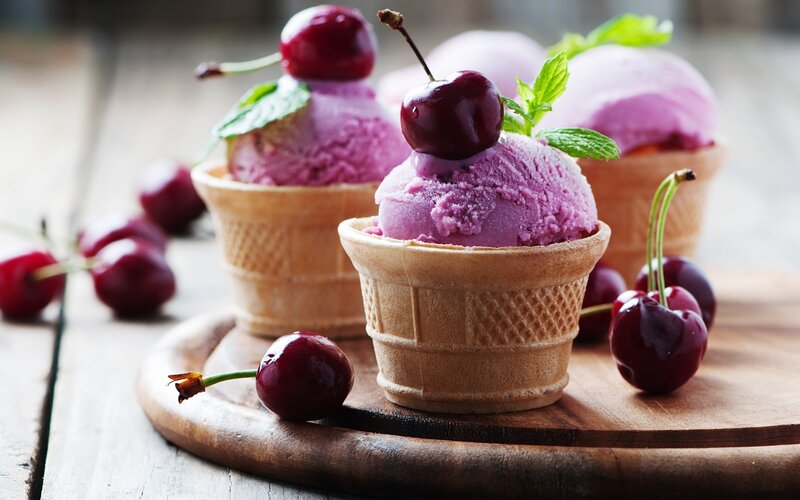 Cherry Ice Cream Cones