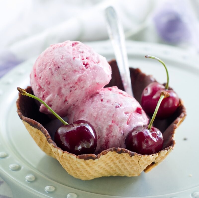 Cherry Ice Cream in Bowl — Pink