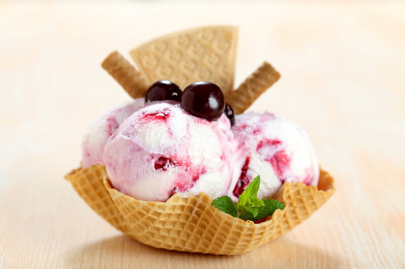 Cherry Ice Cream in Cone