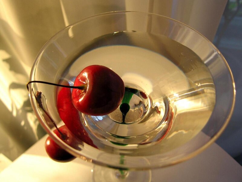 Cherry in a cocktail glass