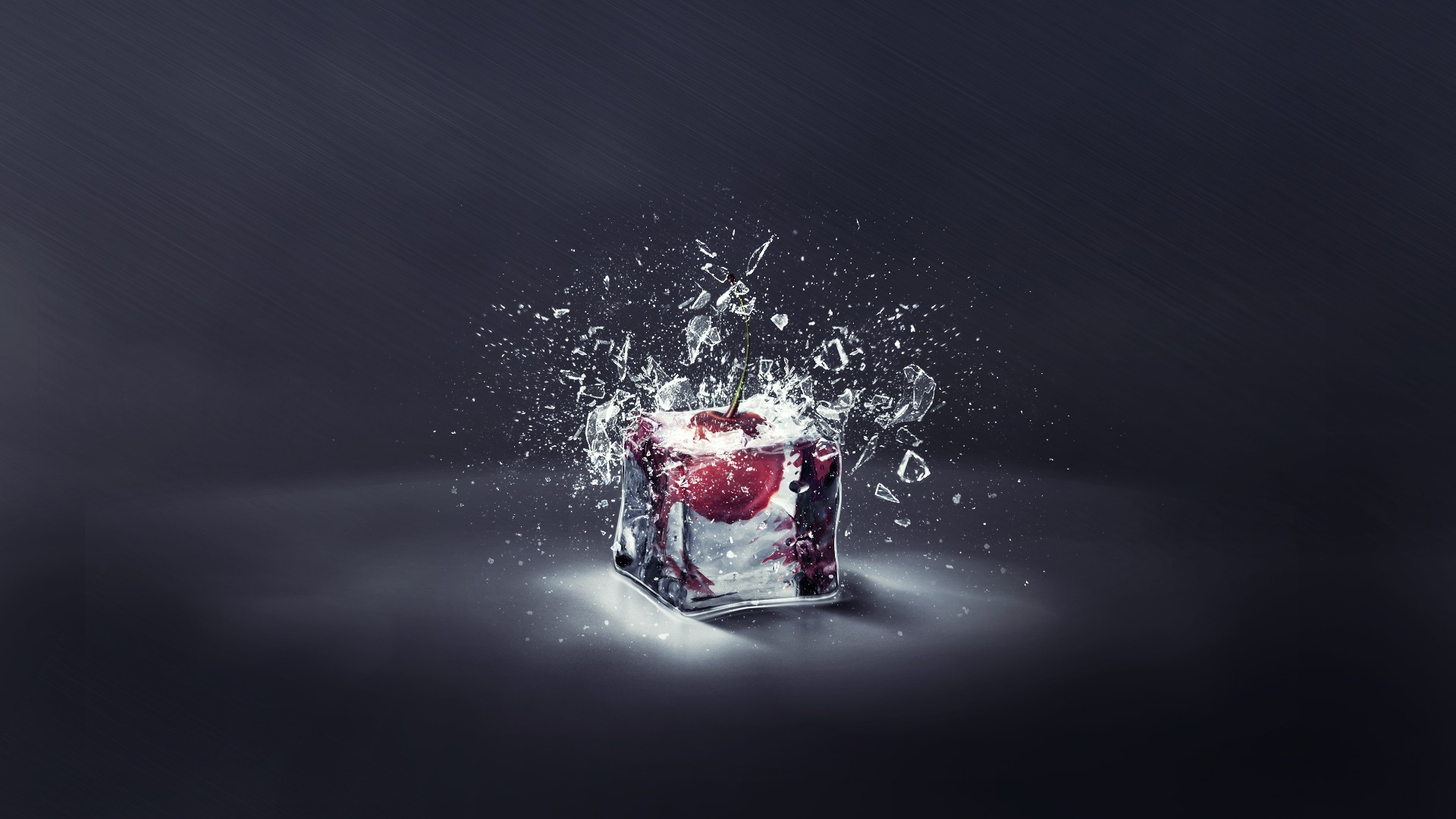cherry in exploding ice cube