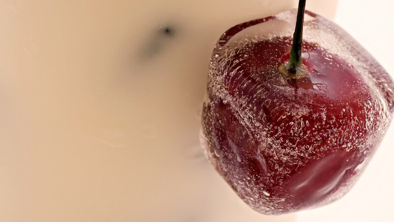 cherry in ice cube