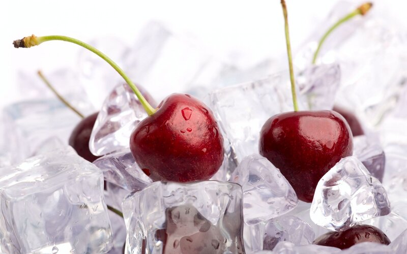 Cherry in Ice Cubes