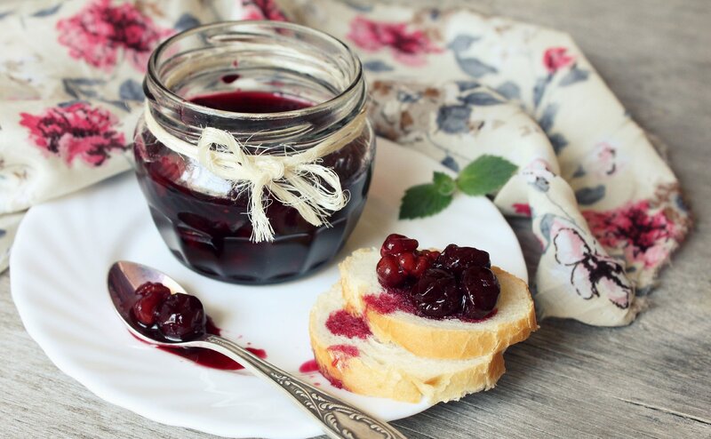 Cherry Jam on Bread