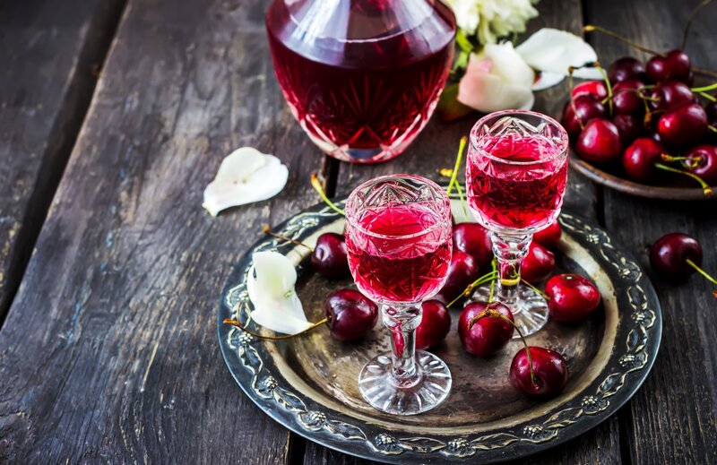 Cherry Liqueur on Tray