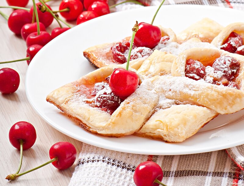 Cherry Pastries on Plate