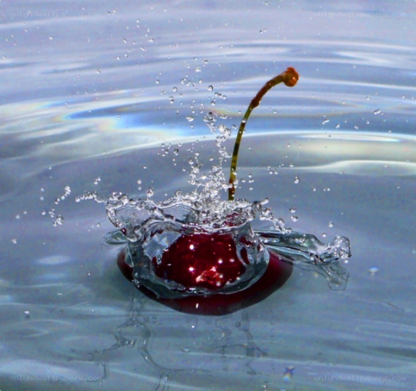 cherry splashing in water