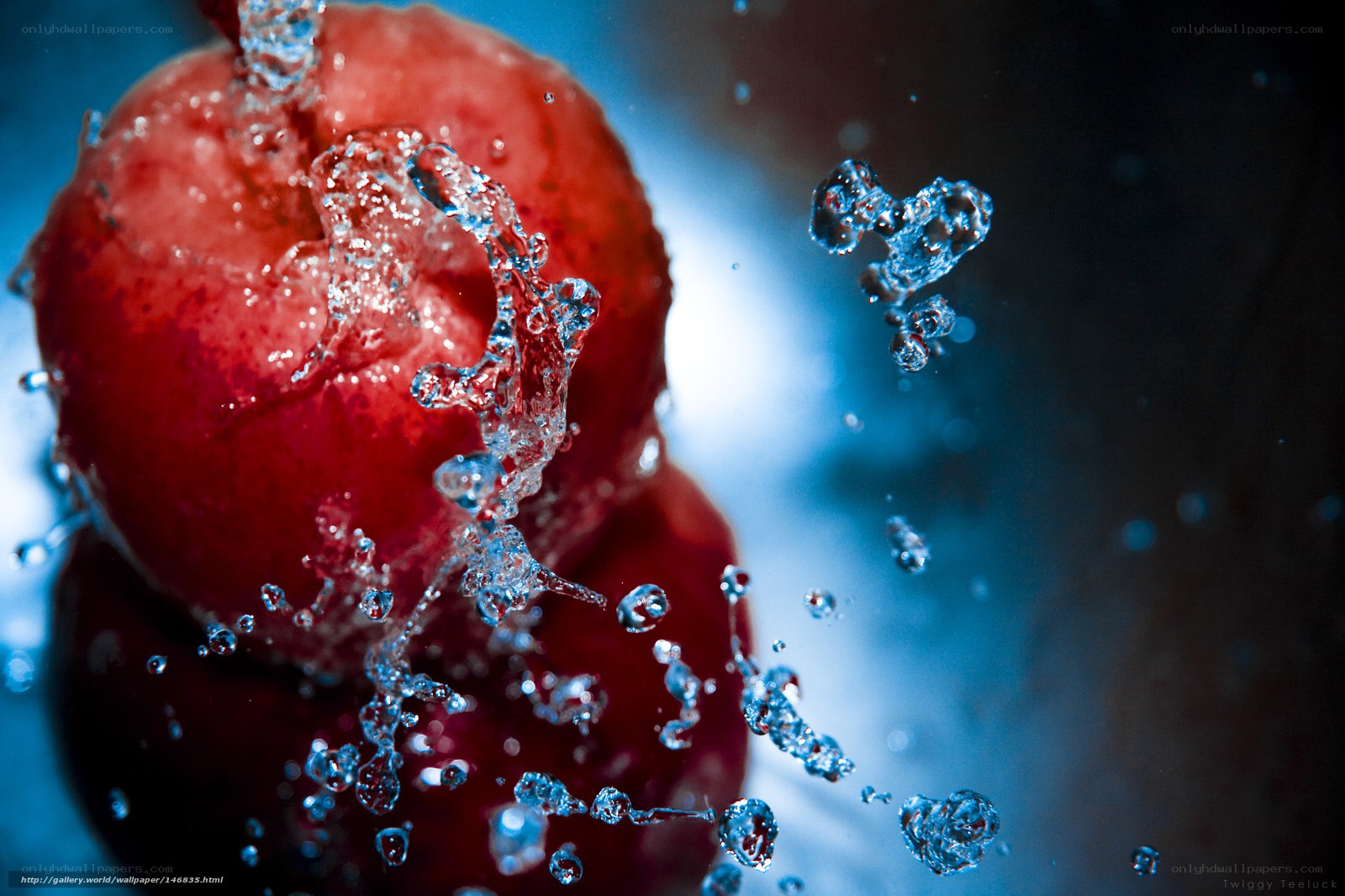 Cherry splashing in water