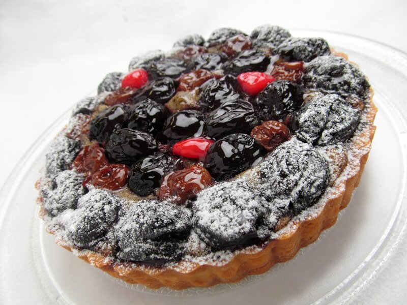 cherry tart with powdered sugar