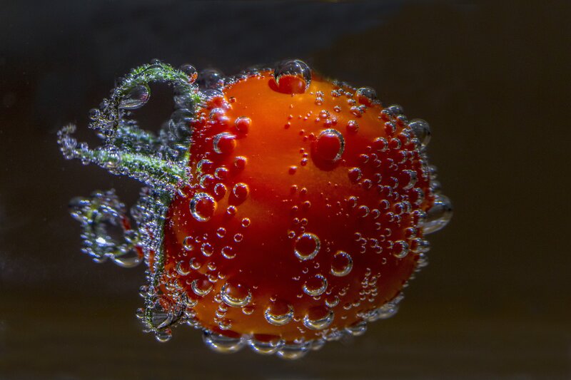 Cherry tomato underwater