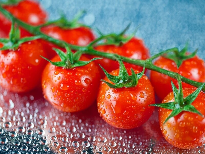 Cherry Tomatoes on Vine — Red, Fresh, Photograph