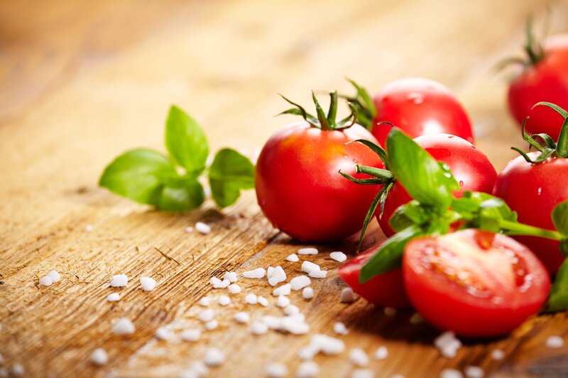 Cherry Tomatoes on Wood — Red, Fresh