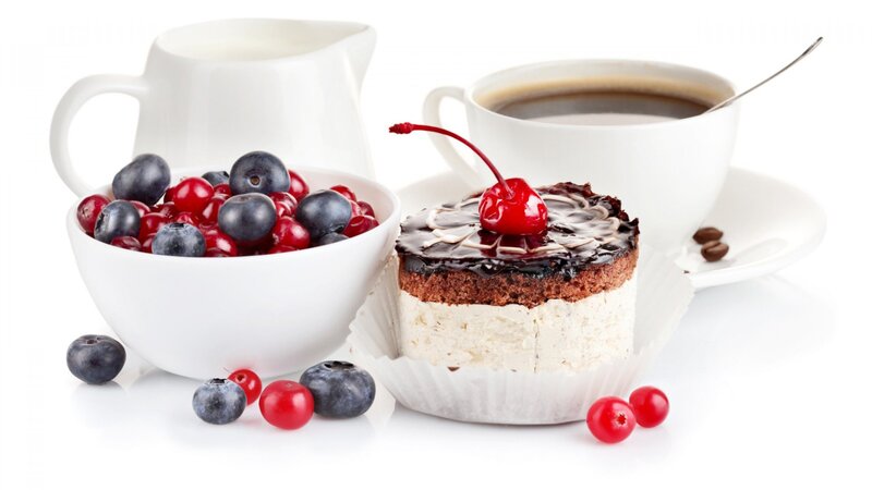 Cherry-topped Cake with Berries — White