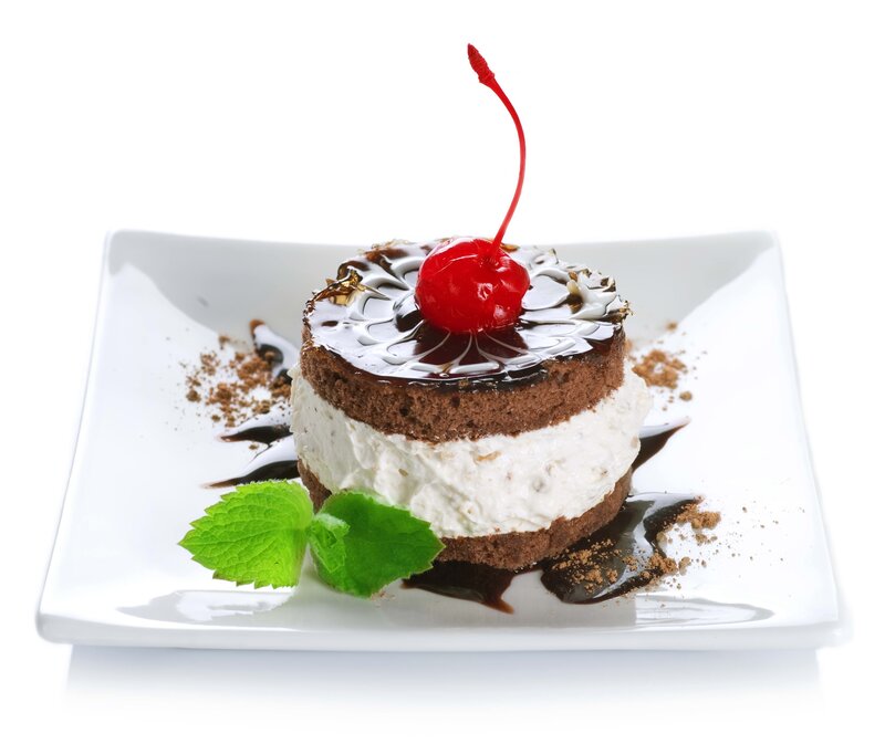 cherry-topped chocolate dessert