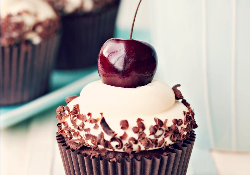 Cherry-topped Cupcake — White