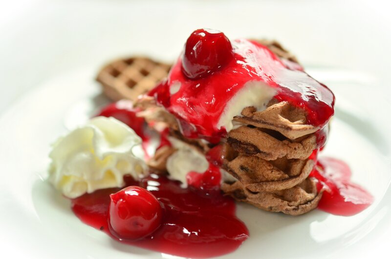 cherry waffle dessert