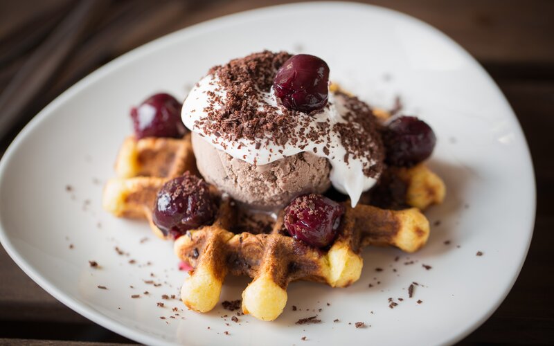Cherry Waffle Dessert — White