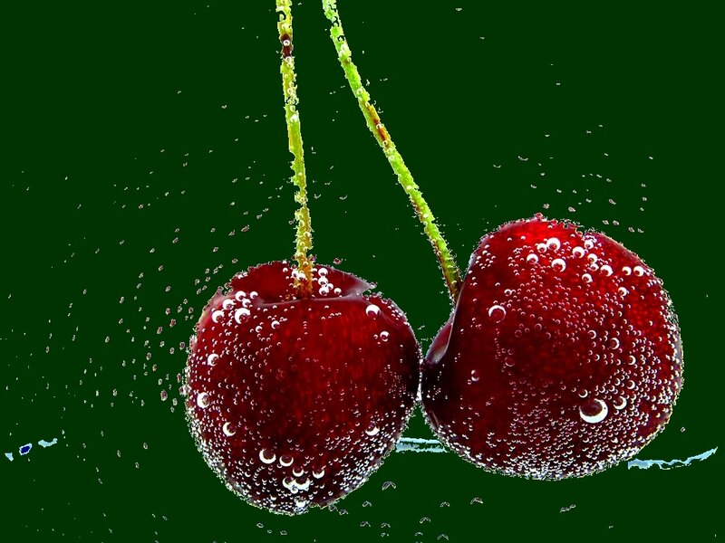 cherry with water droplets