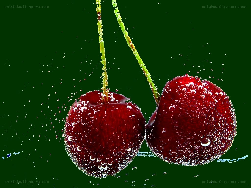 cherry with water droplets
