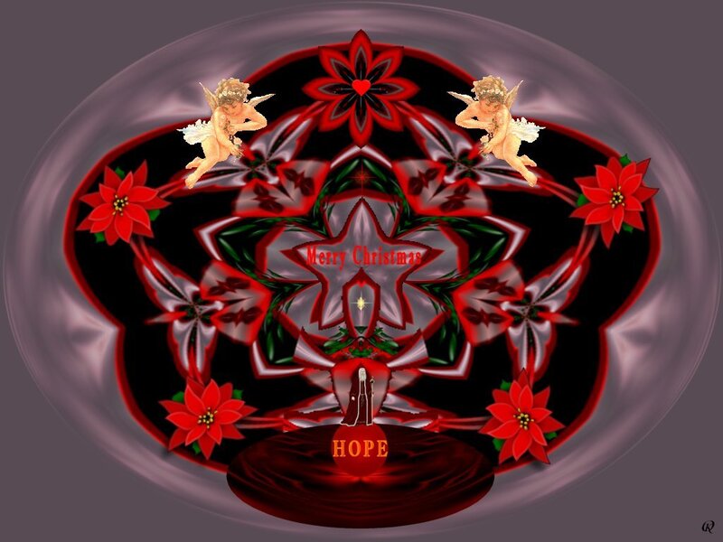 Cherub Angels and Poinsettias