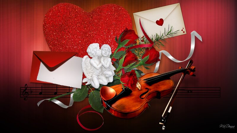 Cherub Couple with Violin