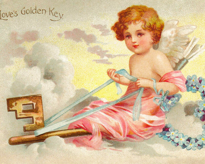 Cherub Holding Golden Key