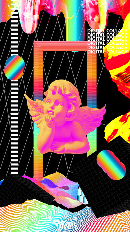 Cherub Statue in Collage