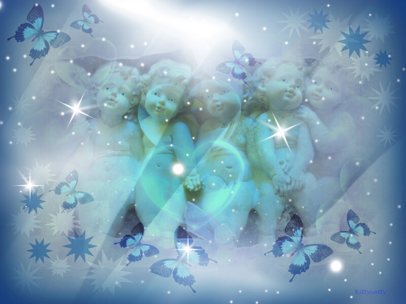 Cherub Statues with Butterflies
