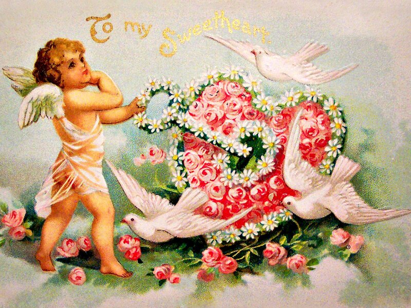 Cherub with Heart Wreath