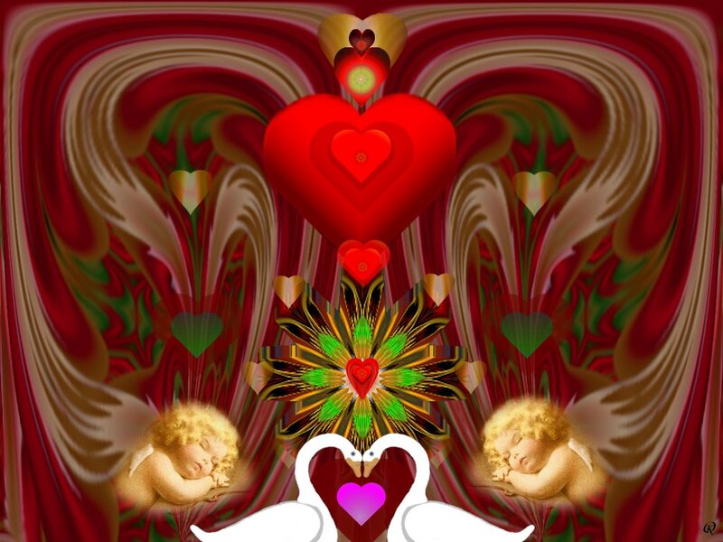 Cherubs with Heart Symbols