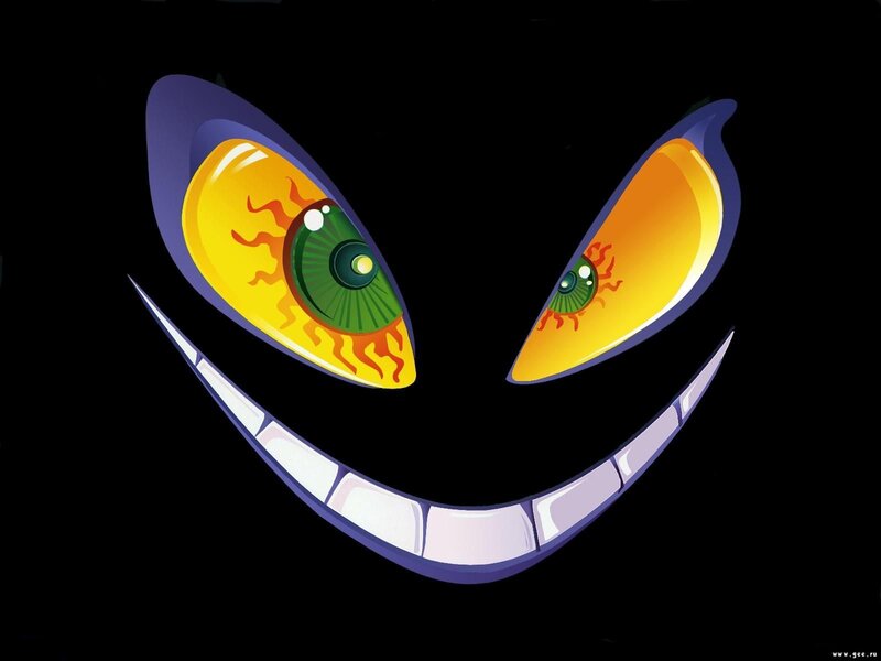 Cheshire Cat eyes and grin
