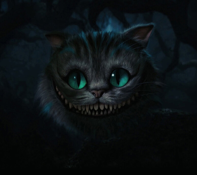 Cheshire Cat Face — Gray, Creepy