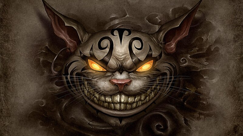 Cheshire Cat Face — Gray, Menacing