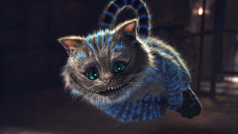 Cheshire Cat Floating — Gray, Mysterious, Night, 3d Render, Glowing Blue Stripes