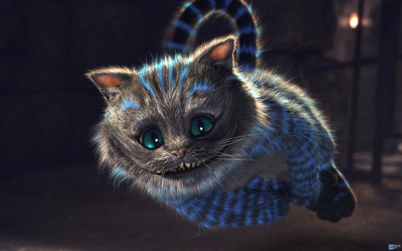 Cheshire Cat Floating — Gray, Mysterious, Night, Digital Art