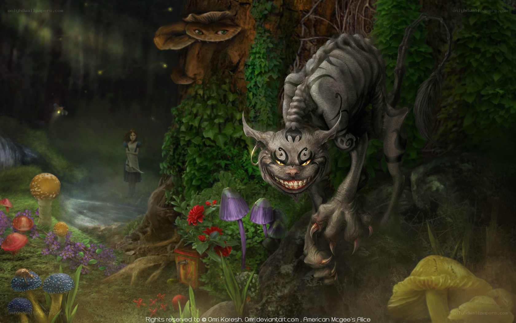 Cheshire Cat in a forest