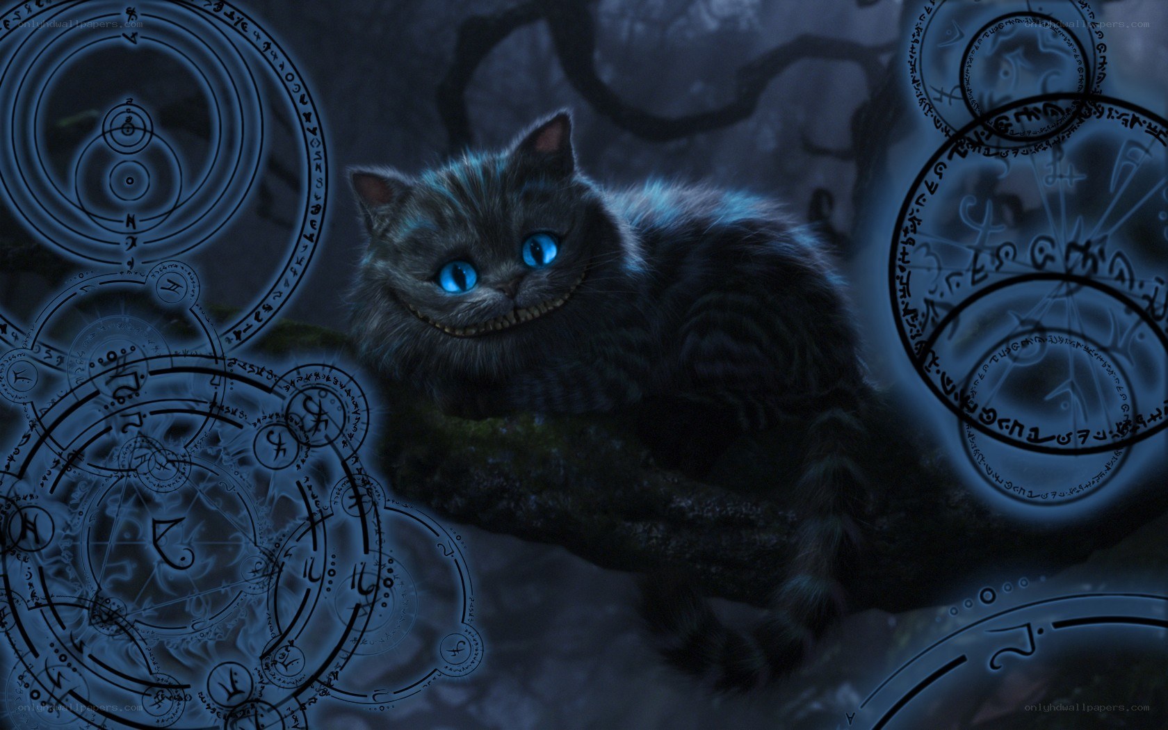 Cheshire Cat in a mystical forest