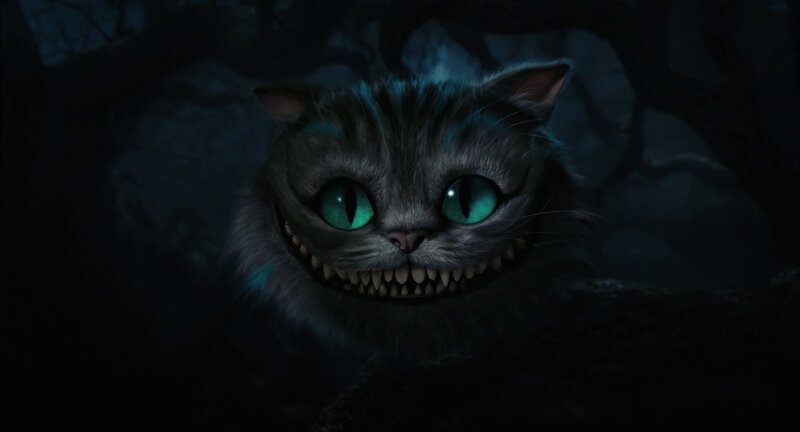 Cheshire Cat in dark forest
