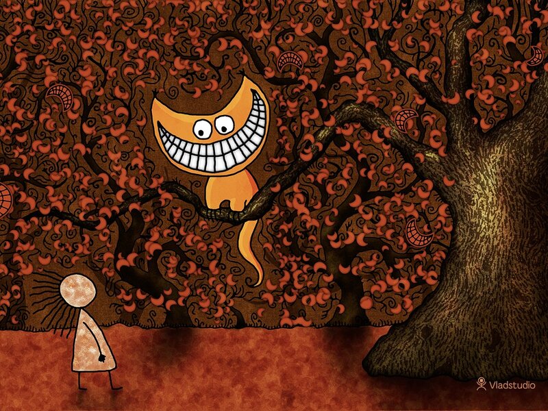 Cheshire Cat in Tree — Brown