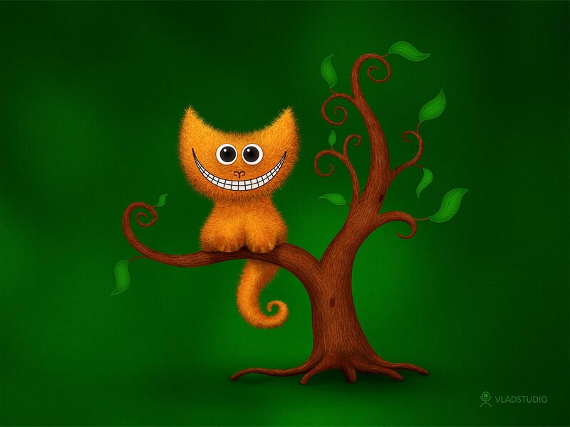 Cheshire Cat in Tree — Green
