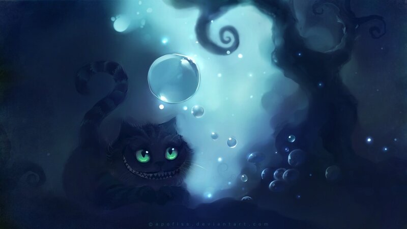 Cheshire Cat in Water — Blue